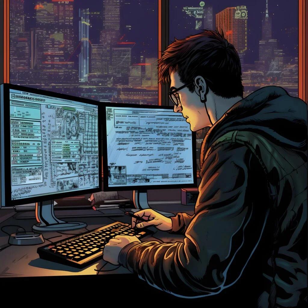 A computer engineer performing a website audit