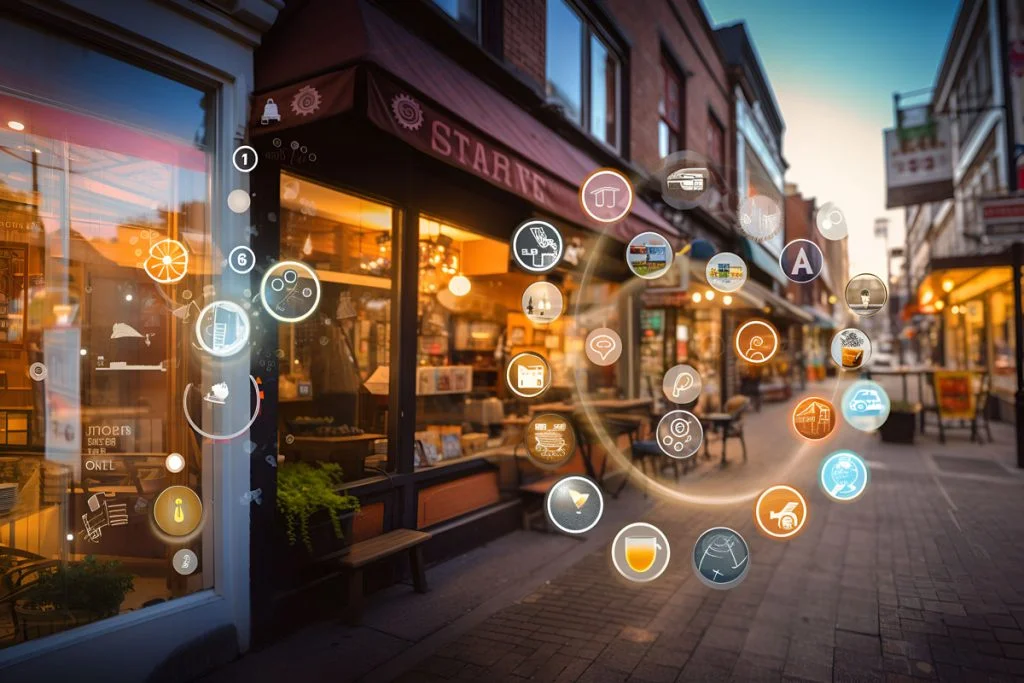 Small businesses in street