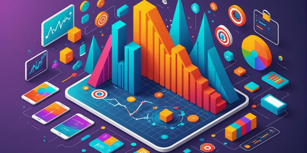 SEO strategy graph with upward trend and elements